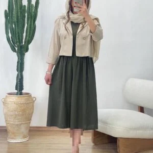تخفیف کت و سارافون زنانه لنینت سبز سدری kh85